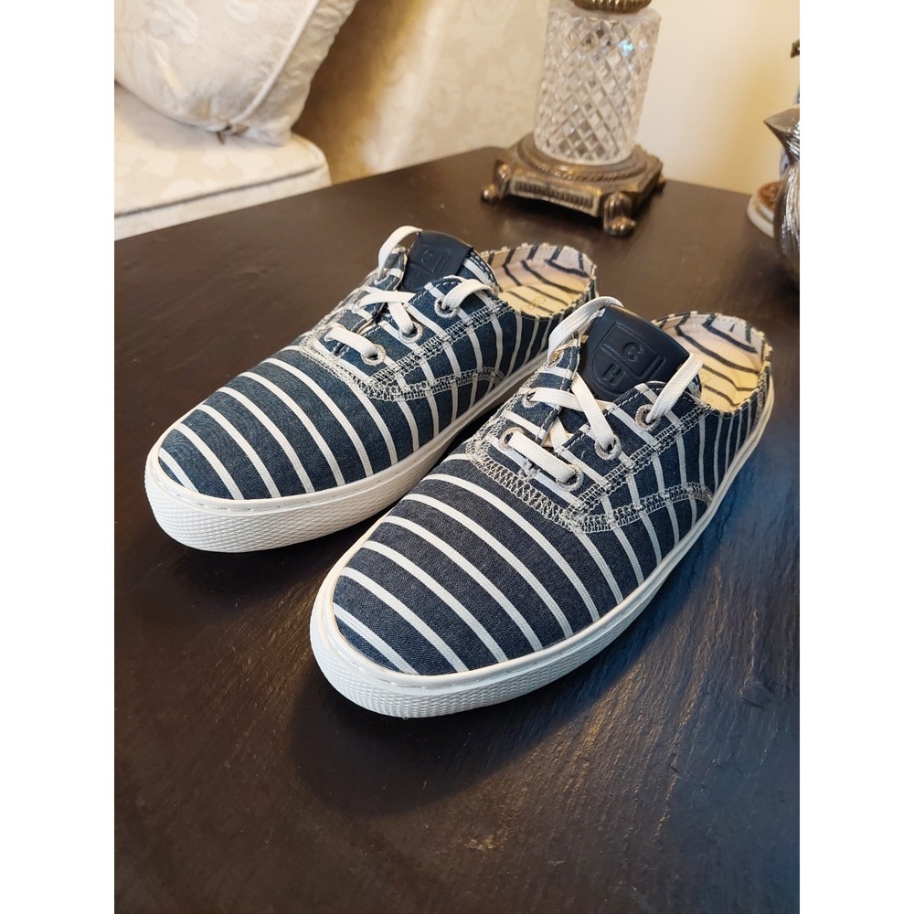 Cole Haan Women's GrandPro Blue White Striped Slip-On Canvas Deck Mule Sz 7 NEW!